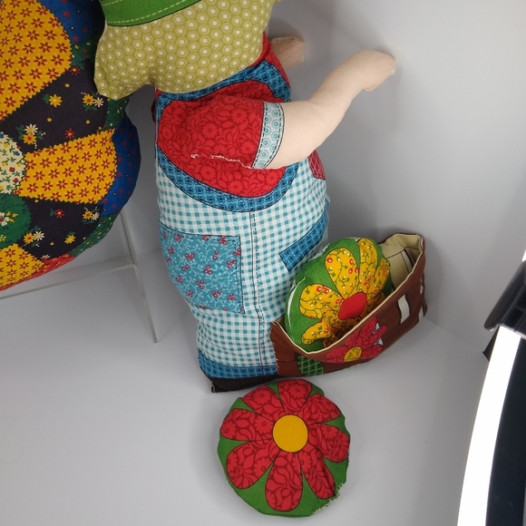 Handmade Patchwork Hen, Girl and Bear?? Plush Pillows - Picture 11 of 13